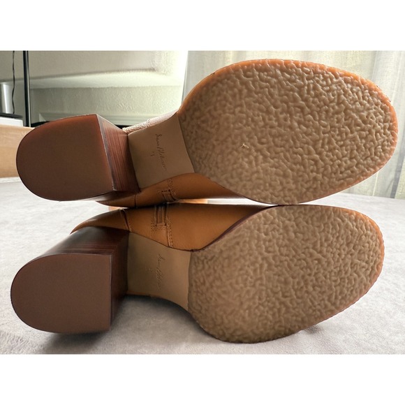 Sam Edelman Elsy Boots Womens Size 9 Medium Caramel Leather Block Heel Tall Zip - Picture 11 of 16